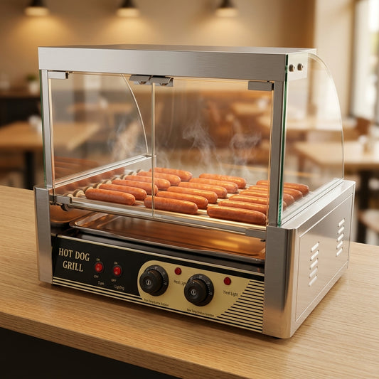 Commercial Hot Dog Roller Grill with Glass Display — Estilo de Vida - Producto en Uso | Generated by Modelize