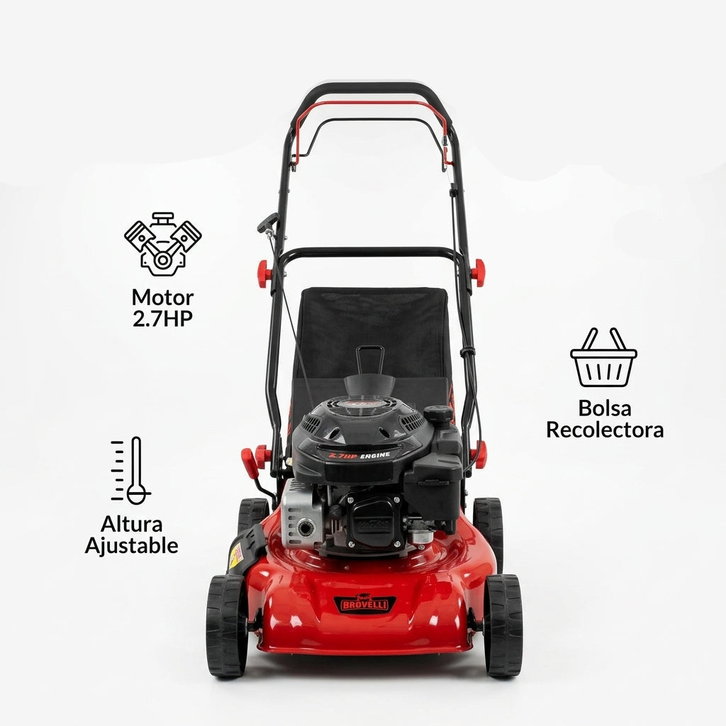 Gas-powered push lawn mower — Infografia de Caracteristicas | Generated by Modelize