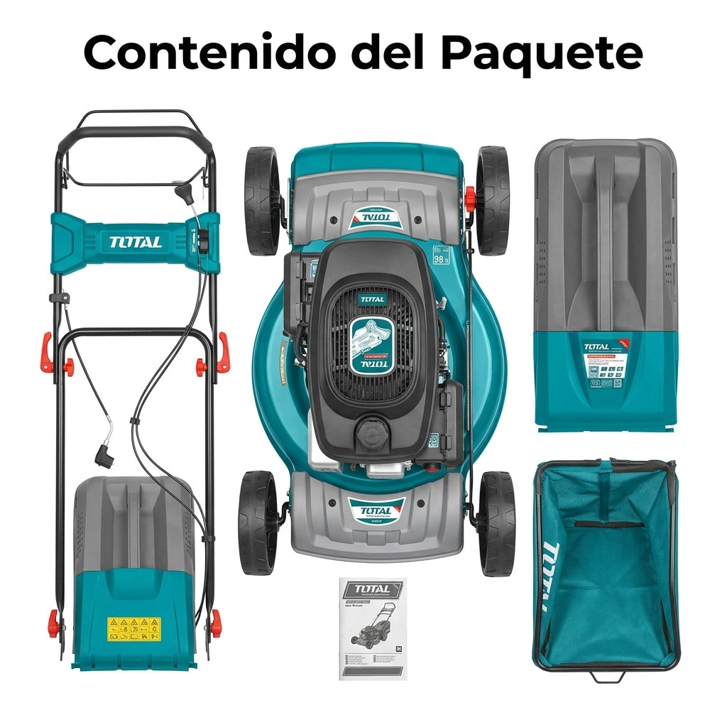 Gasoline-powered lawn mower — Contenido del Paquete - Vista Aerea | Generated by Modelize
