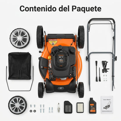 Gas-powered lawn mower — Contenido del Paquete - Vista Aerea | Generated by Modelize