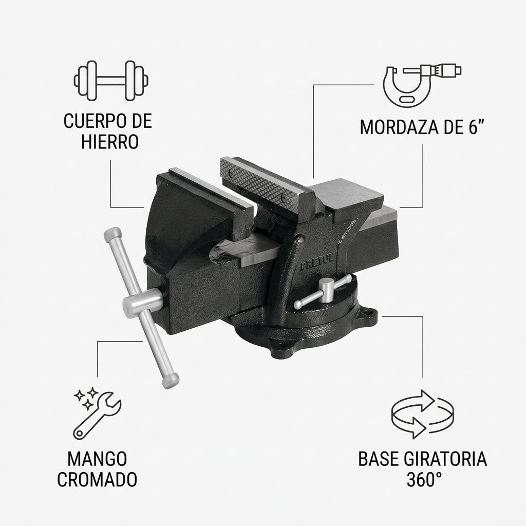 Bench Vise — Infografia de Caracteristicas | Generated by Modelize
