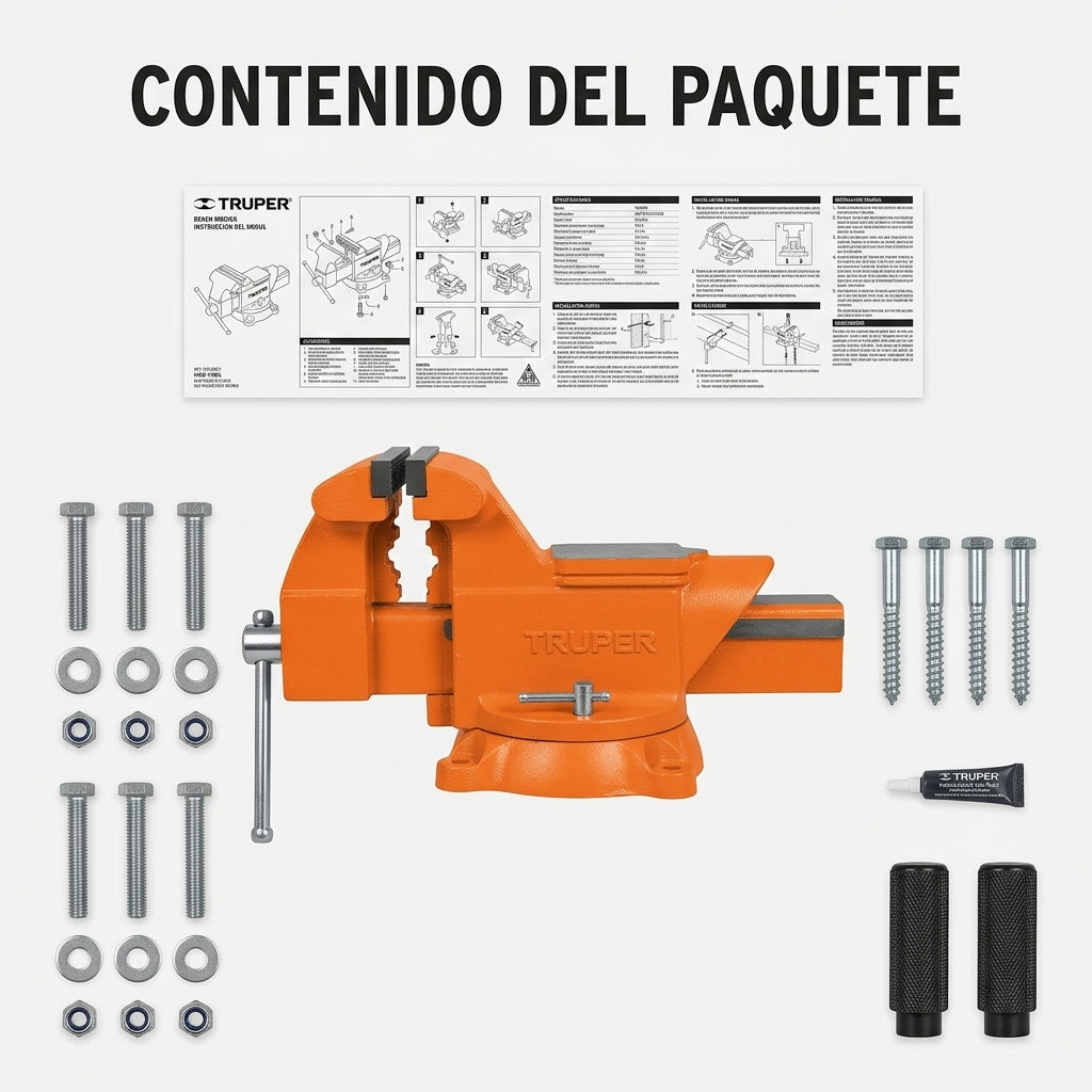 Industrial Bench Vise — Contenido del Paquete - Vista Aerea | Generated by Modelize