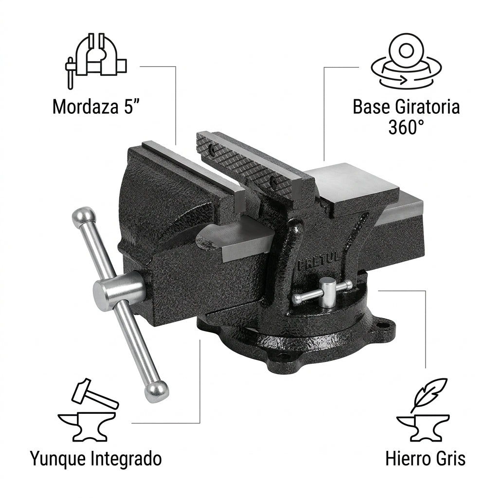 Bench Vise — Infografia de Caracteristicas | Generated by Modelize