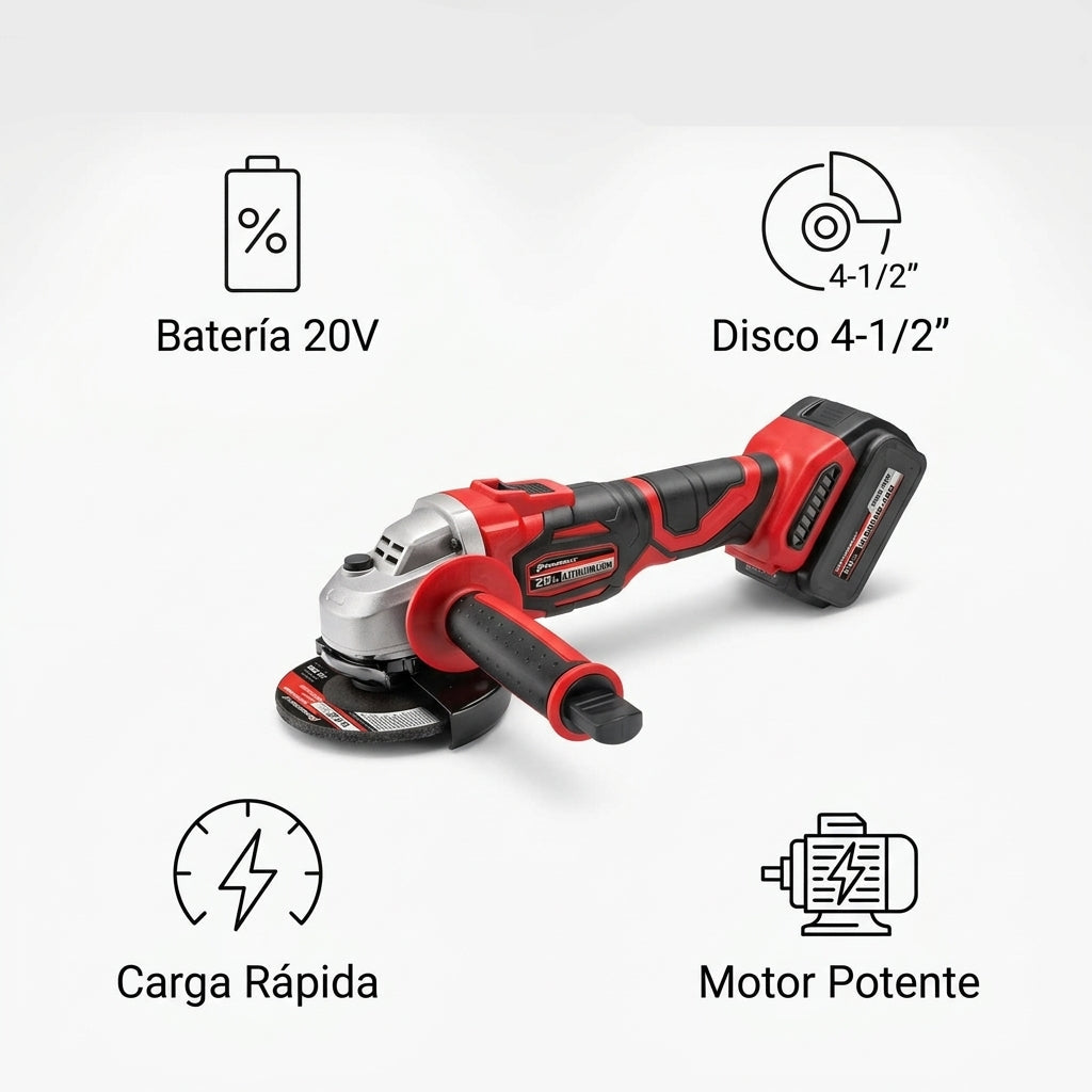 Cordless Angle Grinder — Infografia de Caracteristicas | Generated by Modelize