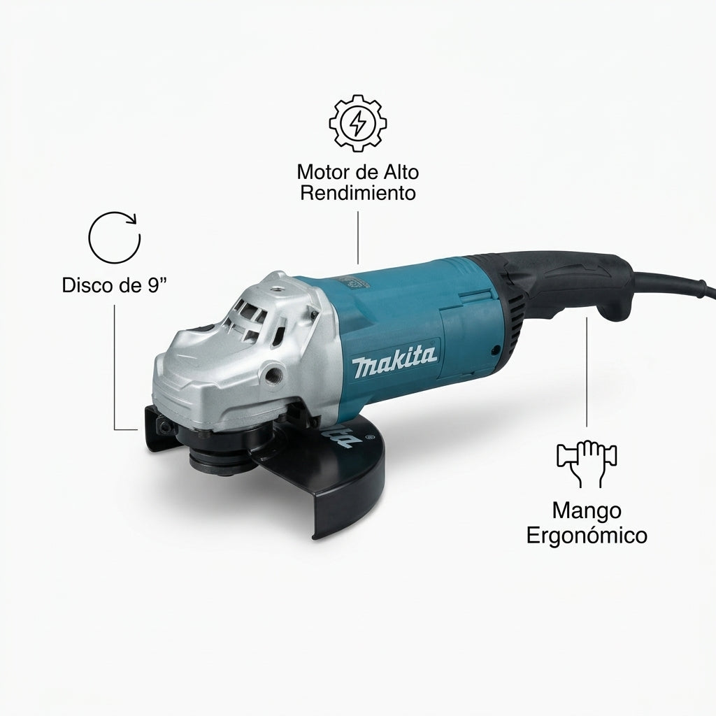 9-inch Large Angle Grinder — Infografia de Caracteristicas | Generated by Modelize