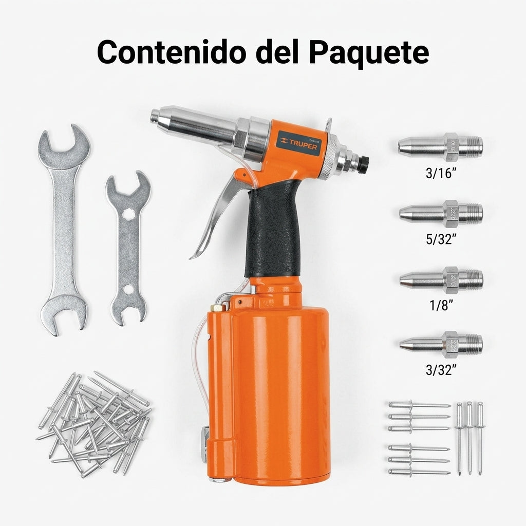 Pneumatic Riveter — Contenido del Paquete - Vista Aerea | Generated by Modelize