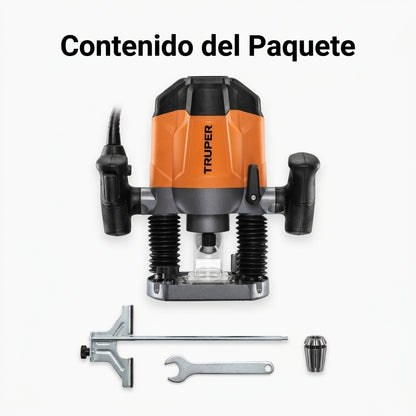 Electric Plunge Router — Contenido del Paquete - Vista Aerea | Generated by Modelize