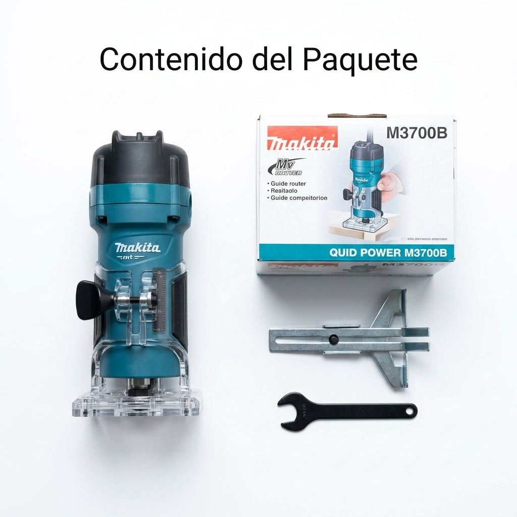 Handheld wood router — Contenido del Paquete - Vista Aerea | Generated by Modelize