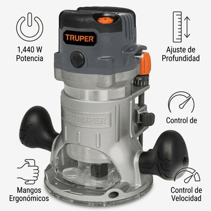 Industrial wood router — Infografia de Caracteristicas | Generated by Modelize