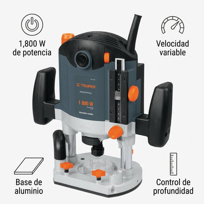 Industrial Plunge Router — Infografia de Caracteristicas | Generated by Modelize