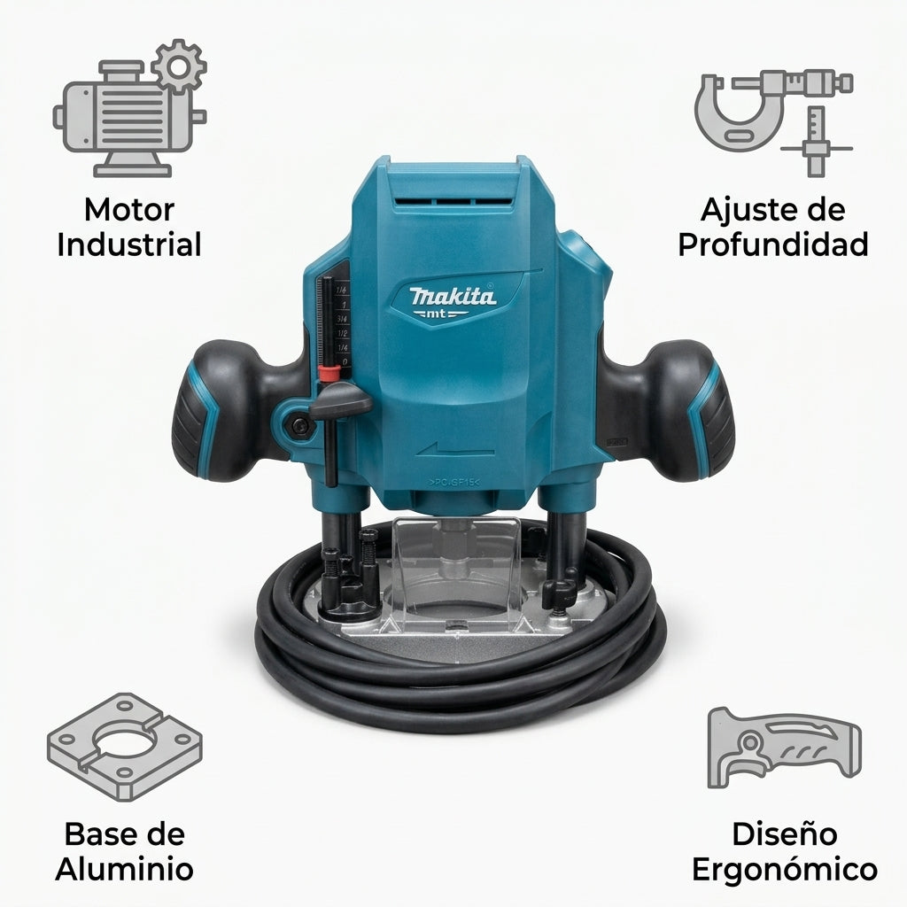 Industrial Plunge Router — Infografia de Caracteristicas | Generated by Modelize