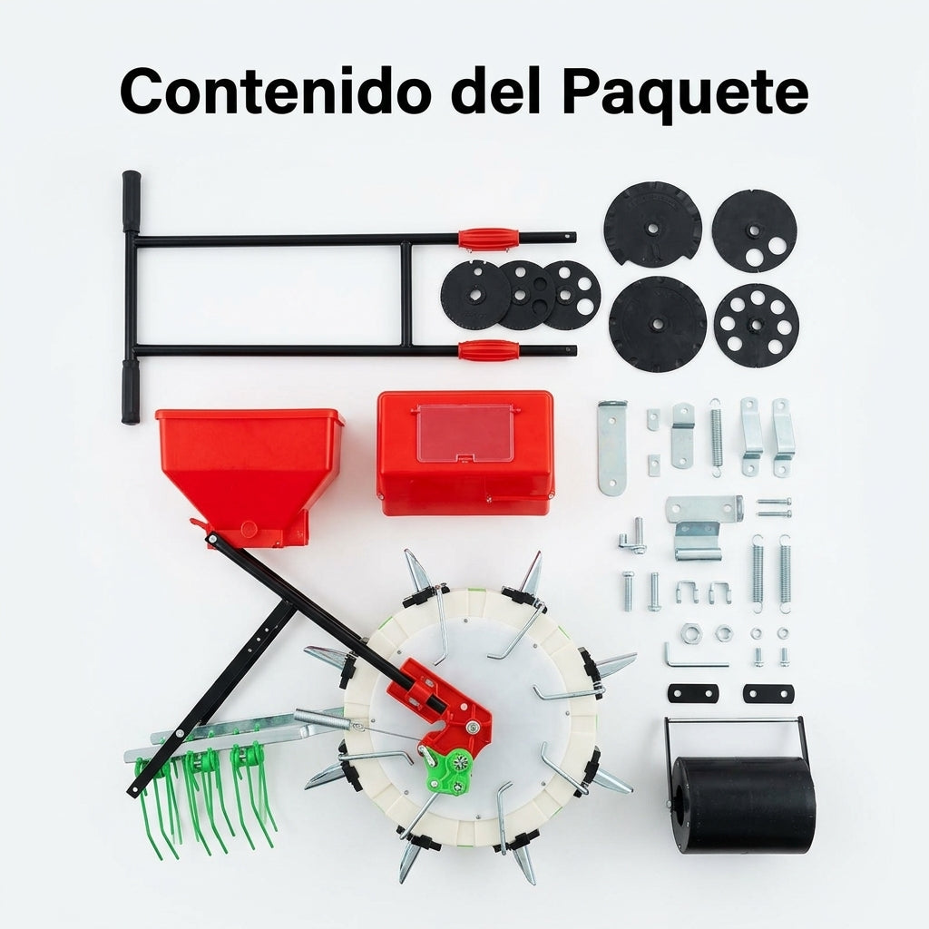 Manual seeder — Contenido del Paquete - Vista Aerea | Generated by Modelize