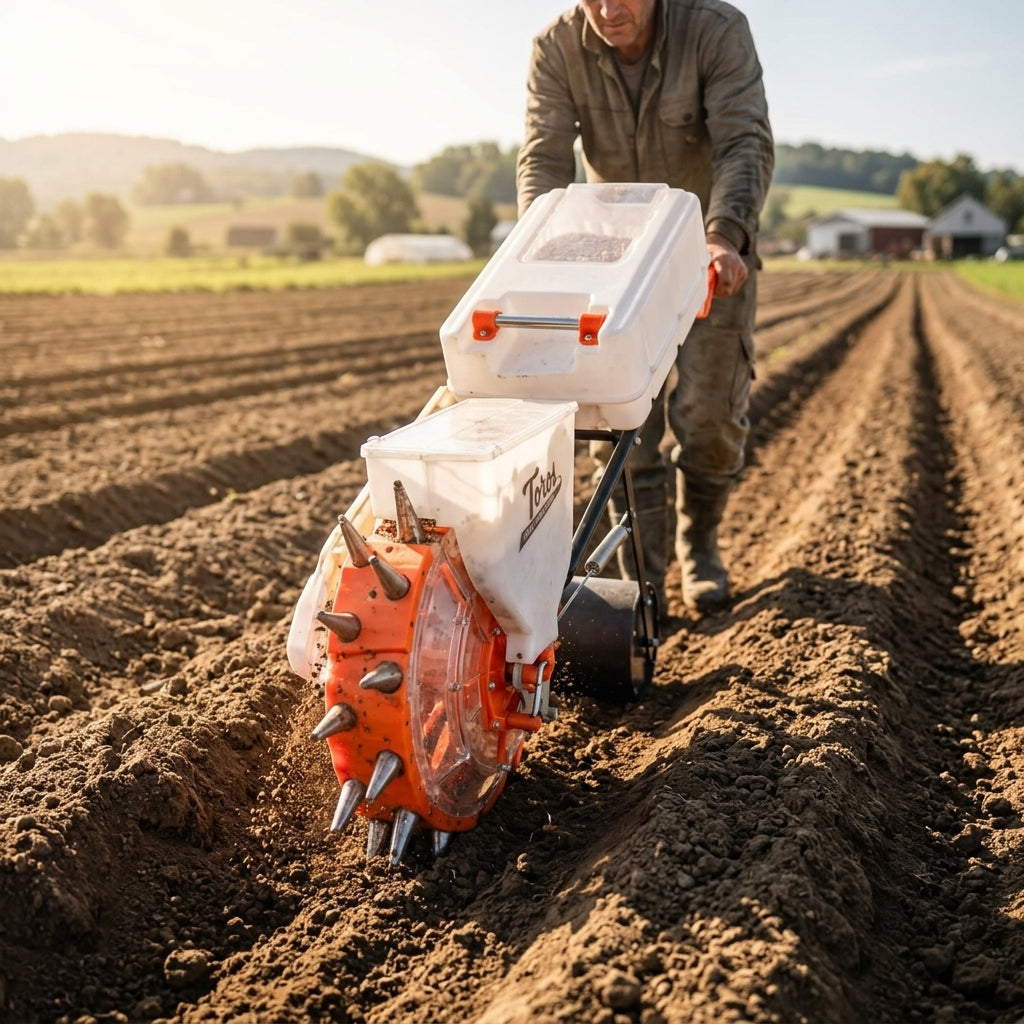 Manual seeder and fertilizer spreader — Estilo de Vida - Producto en Uso | Generated by Modelize