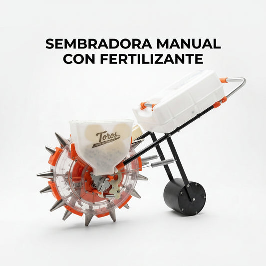 Manual seeder and fertilizer machine — Portada Principal - Estudio Blanco | Generated by Modelize