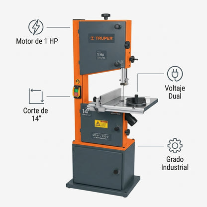 Industrial Band Saw — Infografia de Caracteristicas | Generated by Modelize