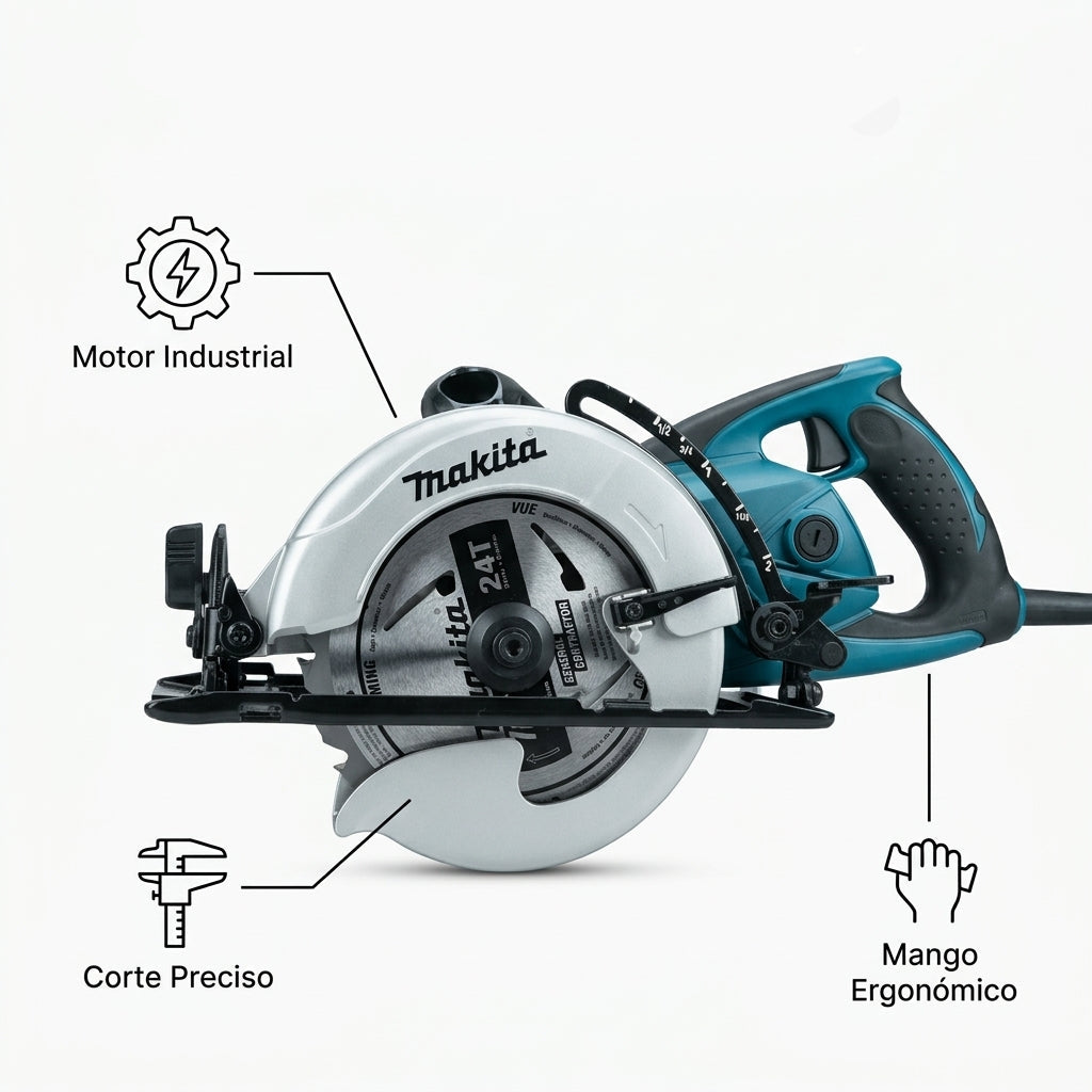 Industrial Circular Saw — Infografia de Caracteristicas | Generated by Modelize