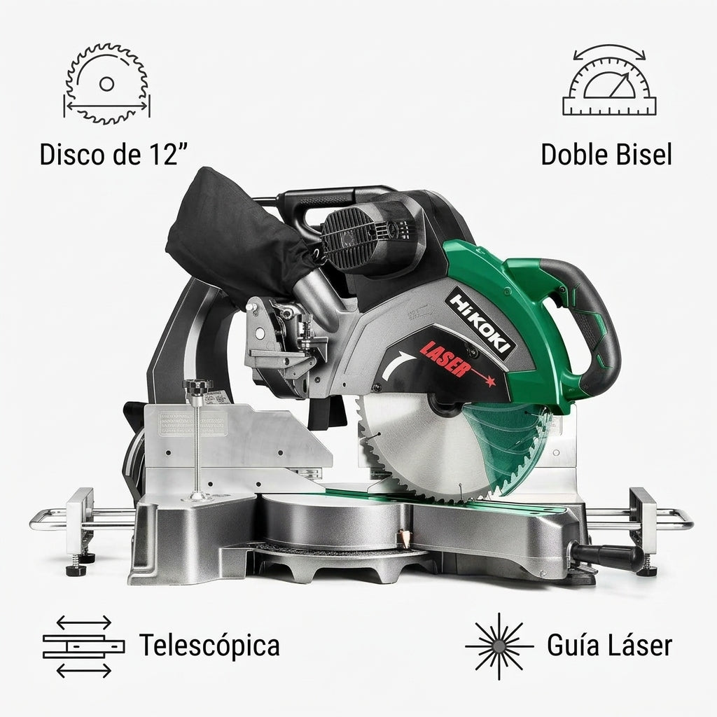 Sliding Dual Bevel Miter Saw — Infografia de Caracteristicas | Generated by Modelize