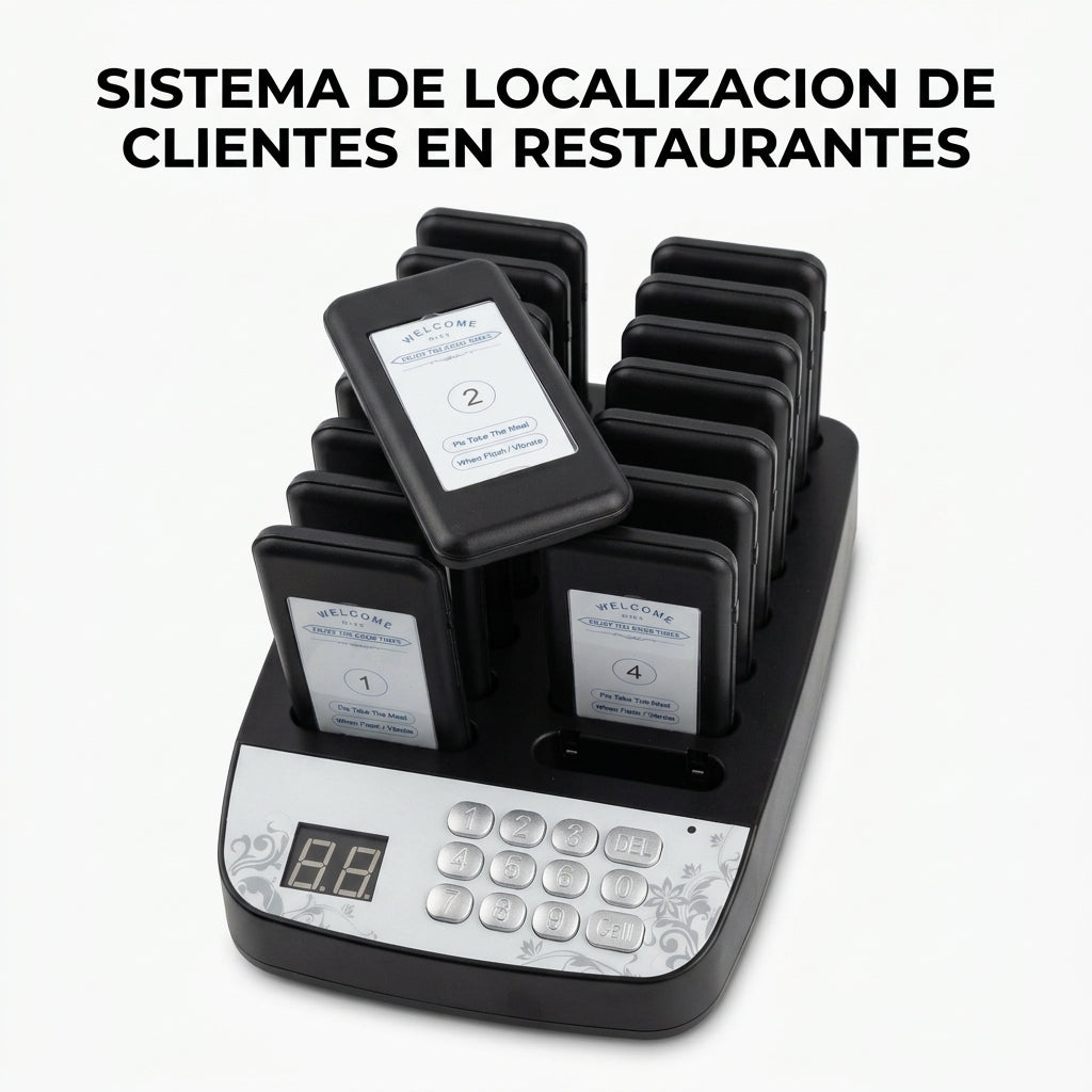 Wireless guest paging and queue management system — Portada Principal - Estudio Blanco | Generated by Modelize