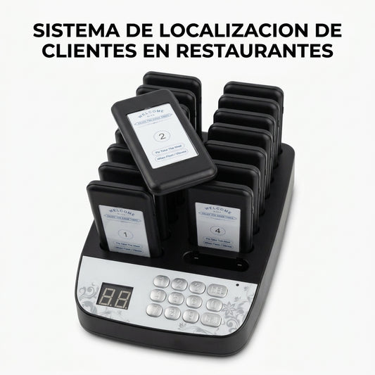 Wireless guest paging and queue management system — Portada Principal - Estudio Blanco | Generated by Modelize