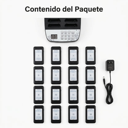 Wireless Guest Paging System — Contenido del Paquete - Vista Aerea | Generated by Modelize