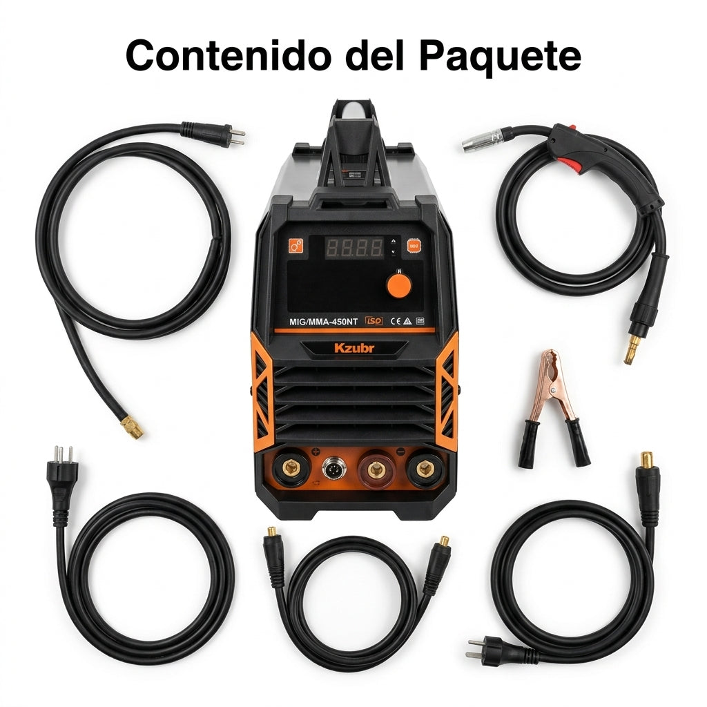 MIG-MMA welding machine — Contenido del Paquete - Vista Aerea | Generated by Modelize