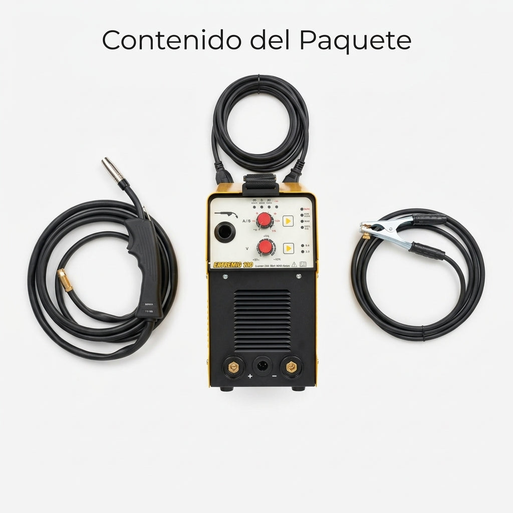 Inverter MIG/MMA welding machine — Contenido del Paquete - Vista Aerea | Generated by Modelize