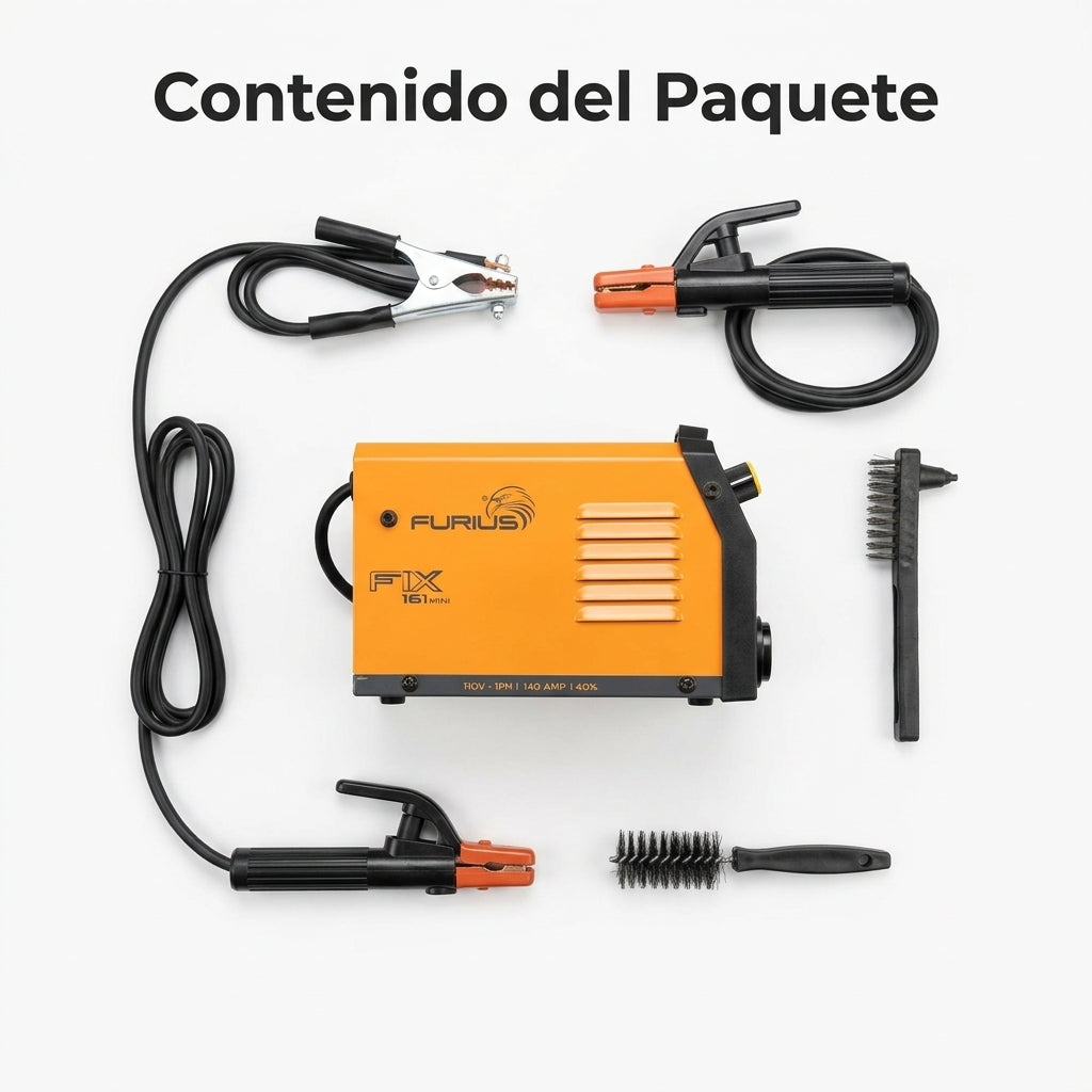 Inverter Welding Machine — Contenido del Paquete - Vista Aerea | Generated by Modelize