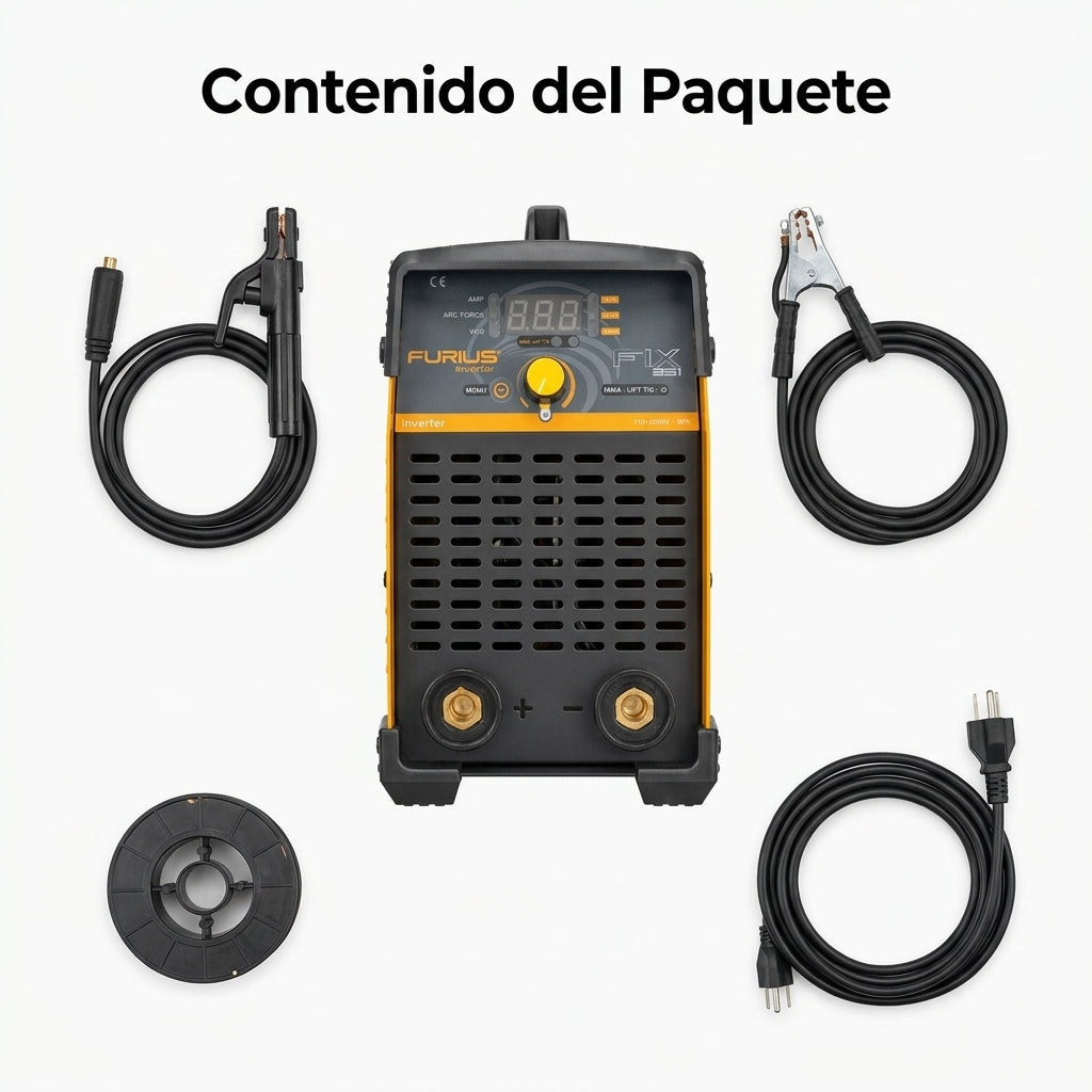 Inverter Welding Machine — Contenido del Paquete - Vista Aerea | Generated by Modelize