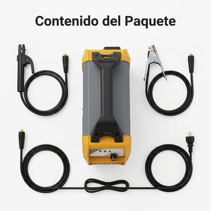 Soldadora Inverter — Contenido del Paquete - Vista Aerea | Generated by Modelize