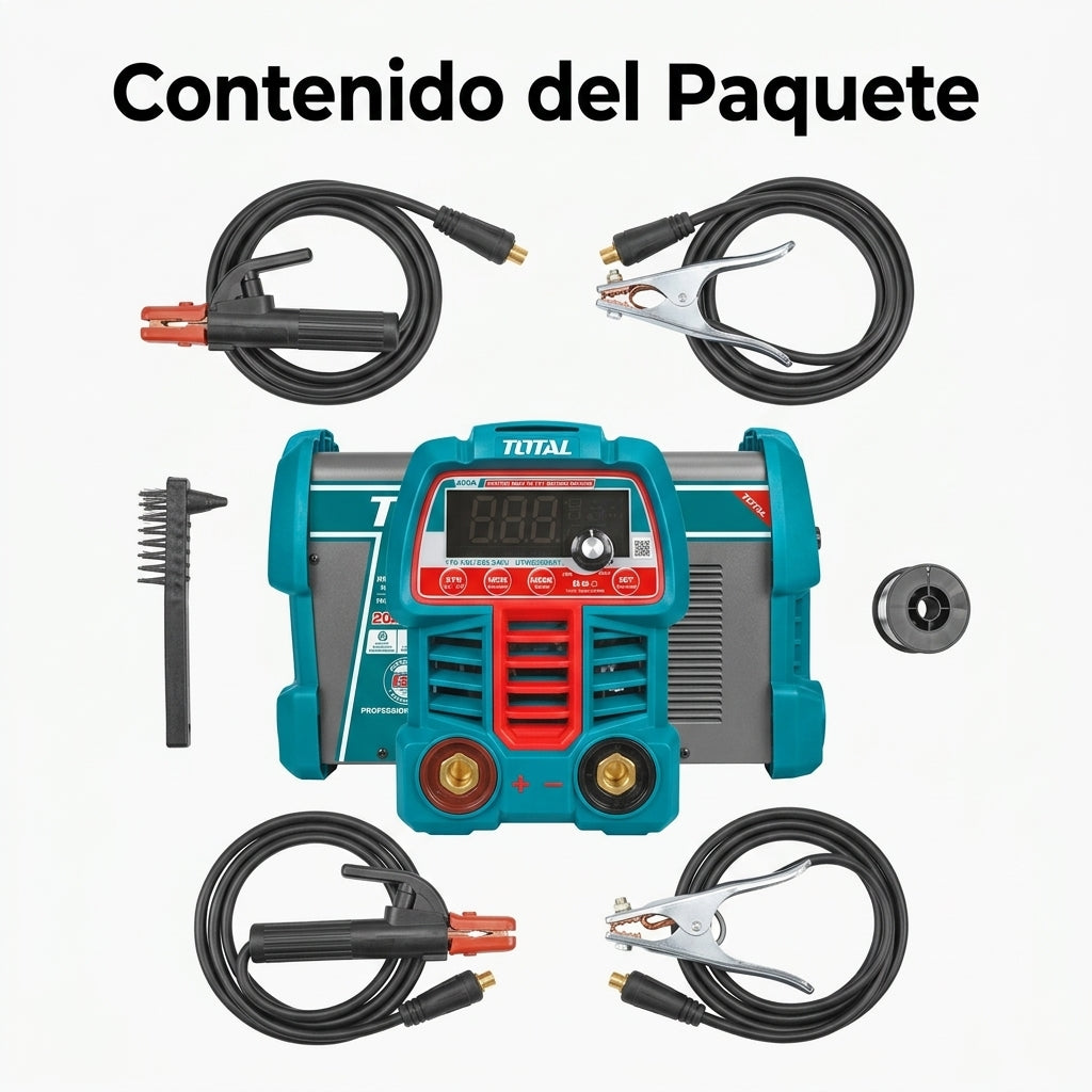 Portable Inverter Welding Machine — Contenido del Paquete - Vista Aerea | Generated by Modelize