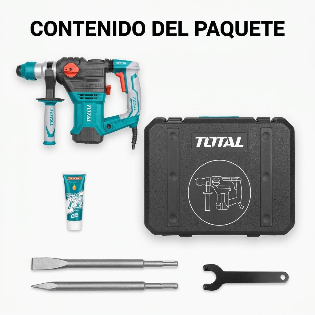 Demolition Rotary Hammer Drill — Contenido del Paquete - Vista Aerea | Generated by Modelize