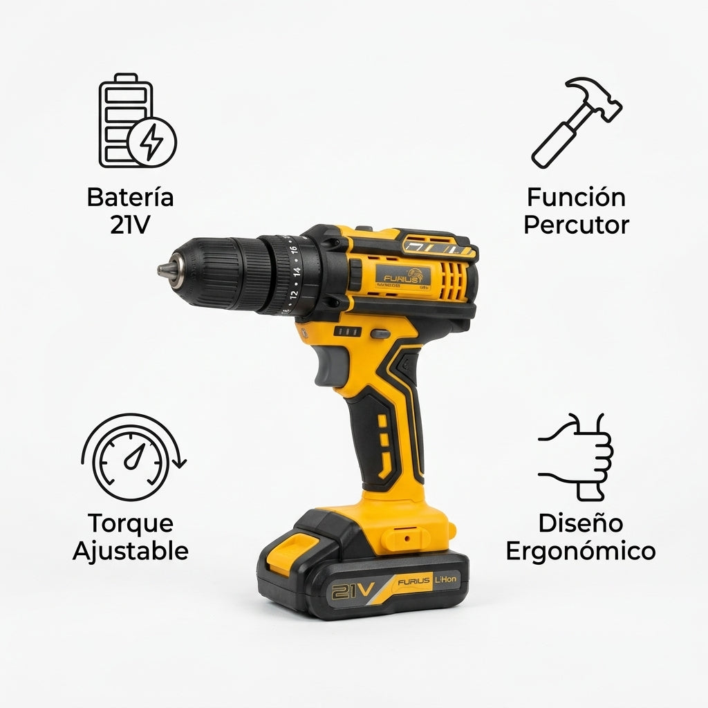 Cordless Hammer Drill — Infografia de Caracteristicas | Generated by Modelize