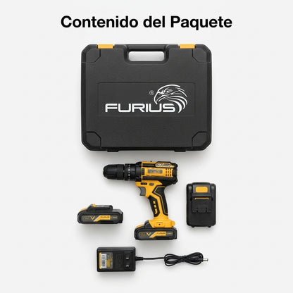 Cordless Hammer Drill — Contenido del Paquete - Vista Aerea | Generated by Modelize