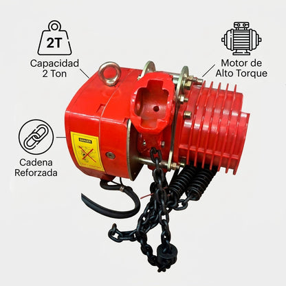 Electric chain hoist — Infografia de Caracteristicas | Generated by Modelize