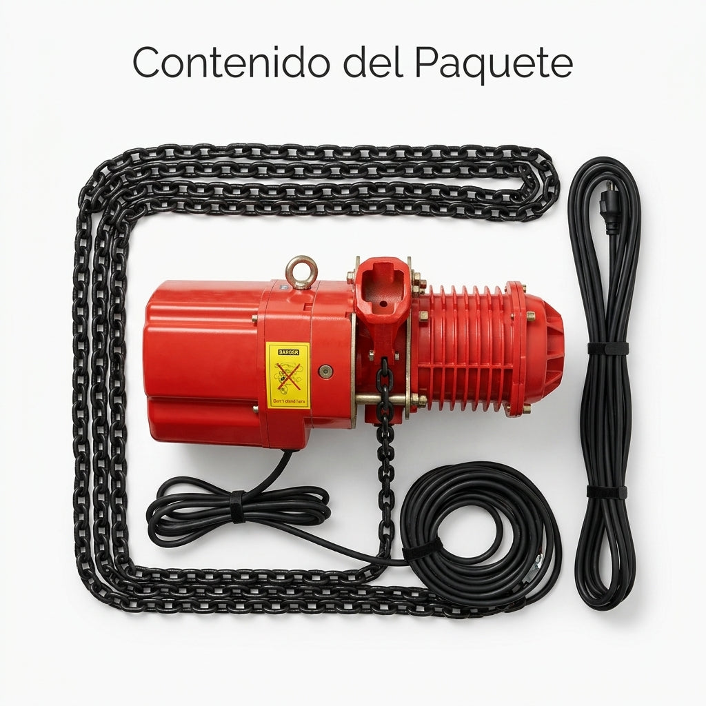 Electric Chain Hoist — Contenido del Paquete - Vista Aerea | Generated by Modelize
