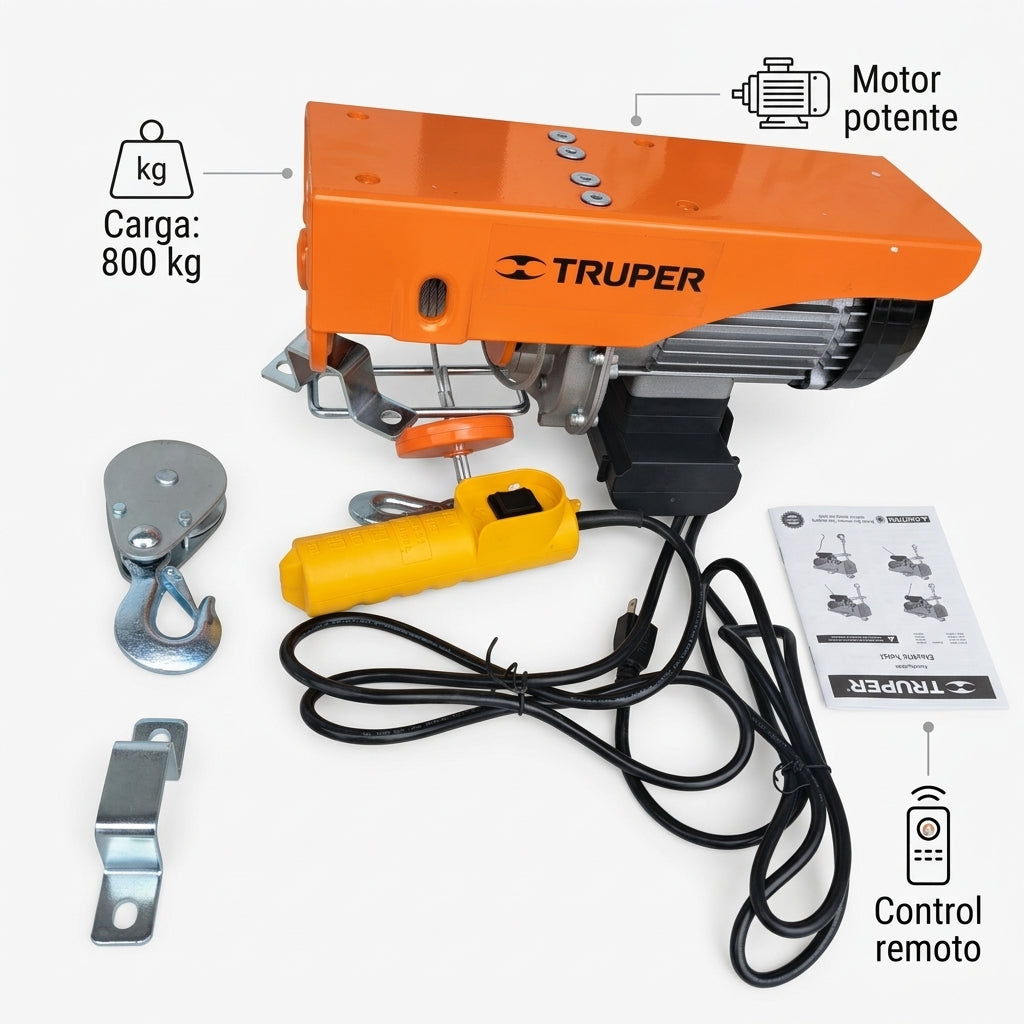Electric Hoist — Infografia de Caracteristicas | Generated by Modelize