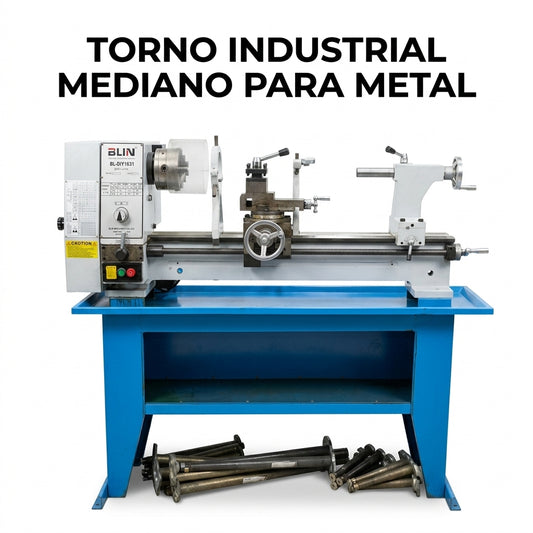 Industrial Metal Lathe — Portada Principal - Estudio Blanco | Generated by Modelize