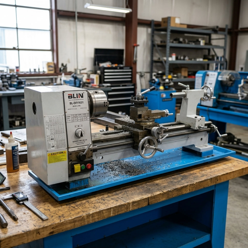 Industrial bench lathe for metalworking — Estilo de Vida - Producto en Uso | Generated by Modelize