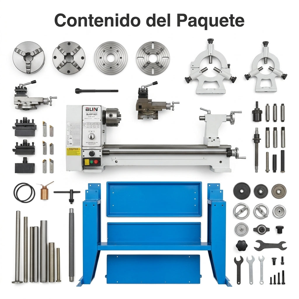 Industrial metal lathe — Contenido del Paquete - Vista Aerea | Generated by Modelize