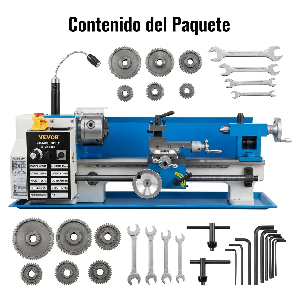 Benchtop metal lathe — Contenido del Paquete - Vista Aerea | Generated by Modelize