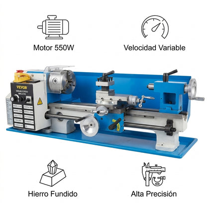 Mini metal lathe — Infografia de Caracteristicas | Generated by Modelize