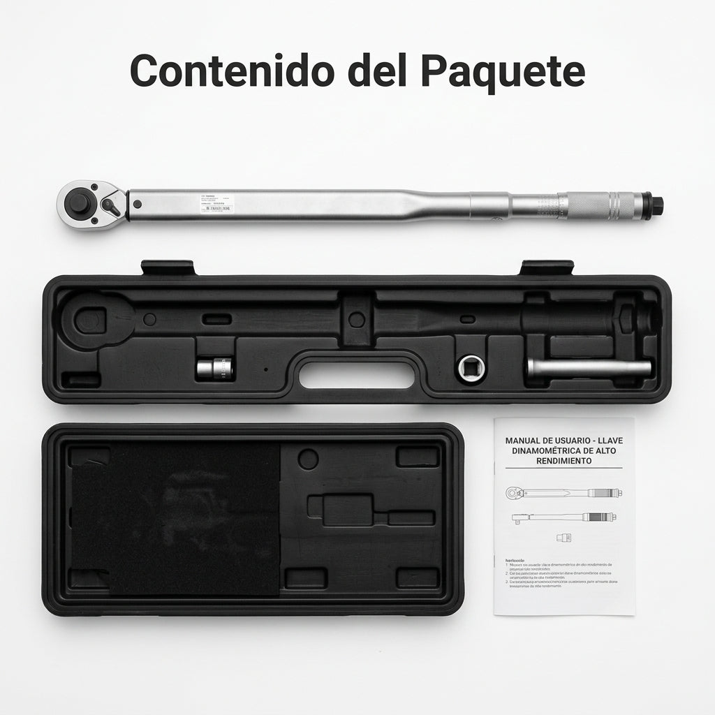 High-torque 3/4" drive wrench — Contenido del Paquete - Vista Aerea | Generated by Modelize