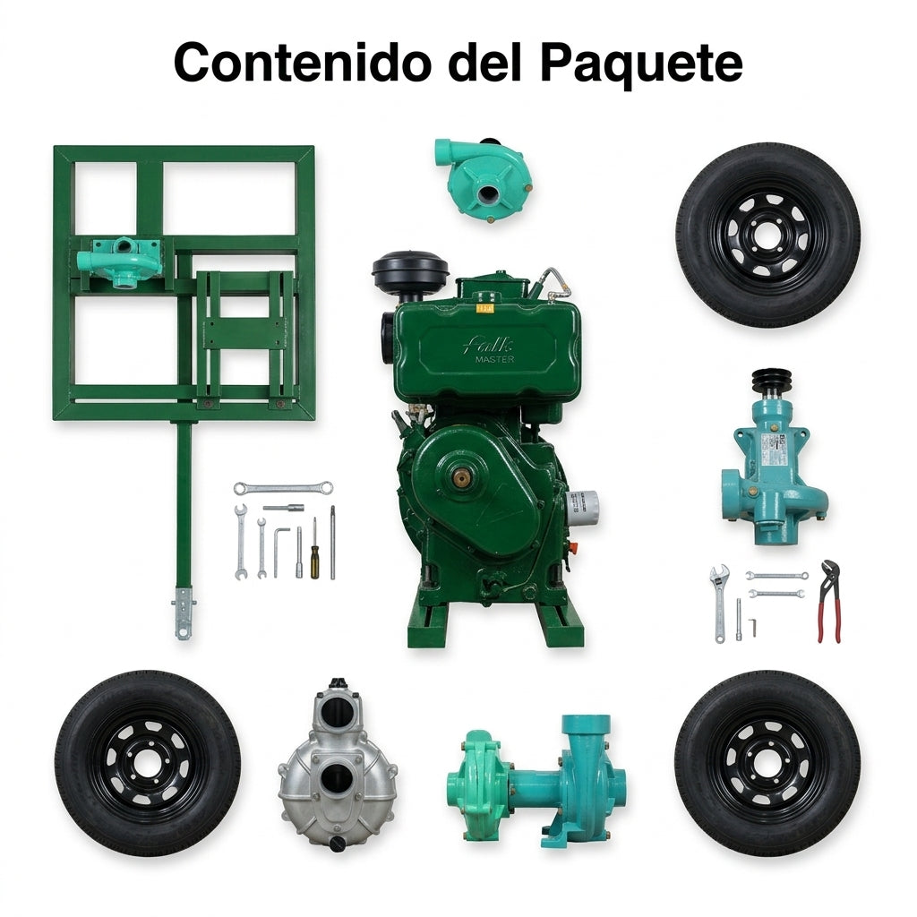 Industrial diesel water pump with trailer chassis — Contenido del Paquete - Vista Aerea | Generated by Modelize