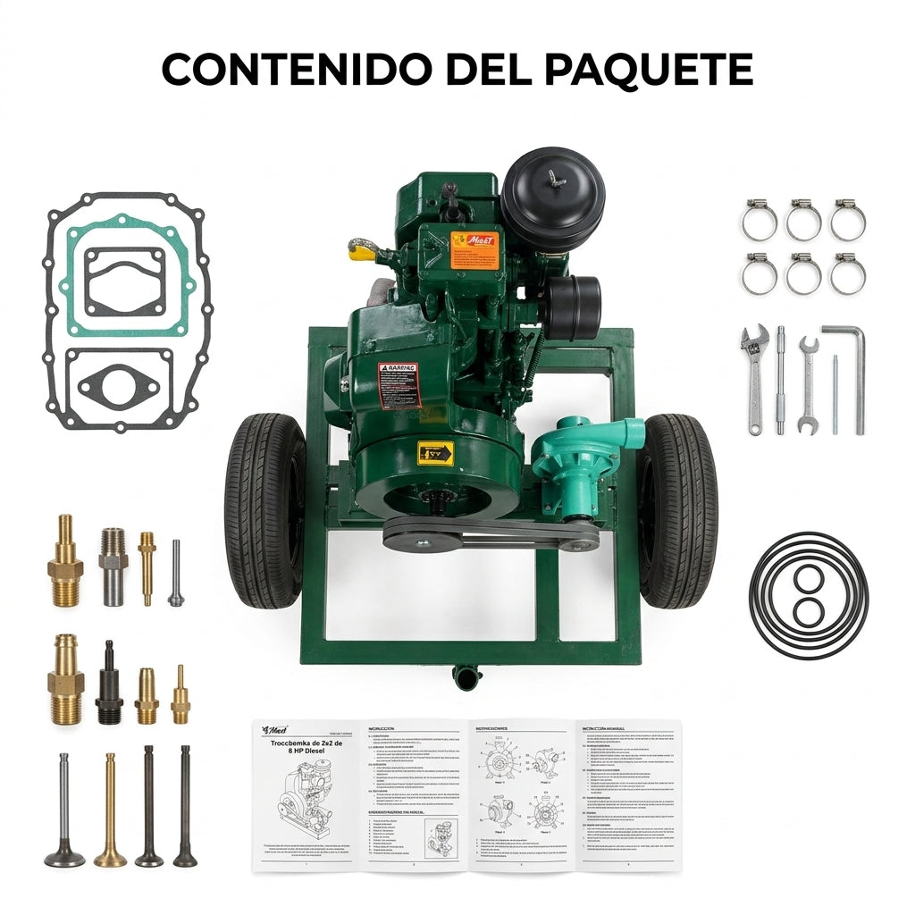 Diesel-powered motor pump assembly — Contenido del Paquete - Vista Aerea | Generated by Modelize