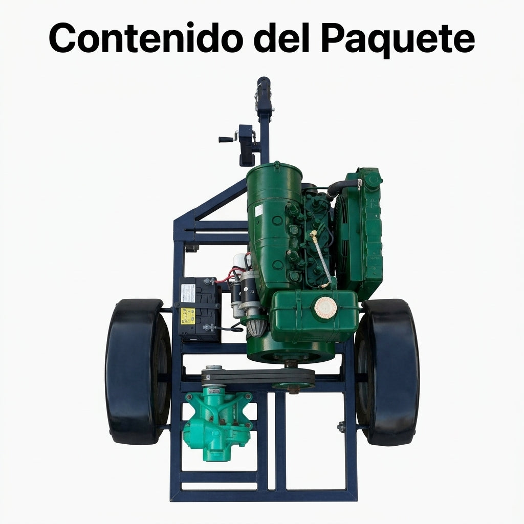 Industrial engine-driven water pump — Contenido del Paquete - Vista Aerea | Generated by Modelize