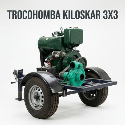 Industrial engine-powered water pump on a mobile trailer — Portada Principal - Estudio Blanco | Generated by Modelize