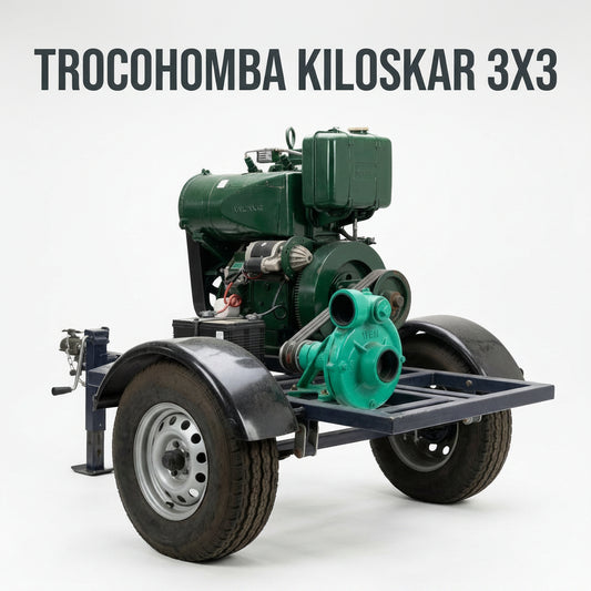 Industrial engine-powered water pump on a mobile trailer — Portada Principal - Estudio Blanco | Generated by Modelize