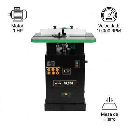 Floor wood shaper / Trompo de piso — Infografia de Caracteristicas | Generated by Modelize