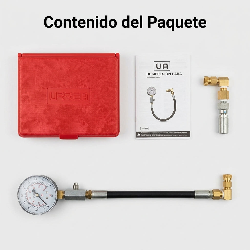Diesel Compression Tester Kit — Contenido del Paquete - Vista Aerea | Generated by Modelize