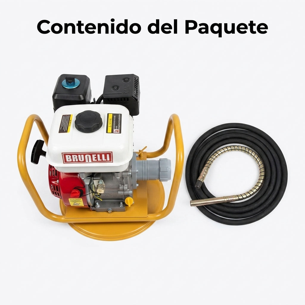 Gasoline concrete vibrator with flexible shaft — Contenido del Paquete - Vista Aerea | Generated by Modelize